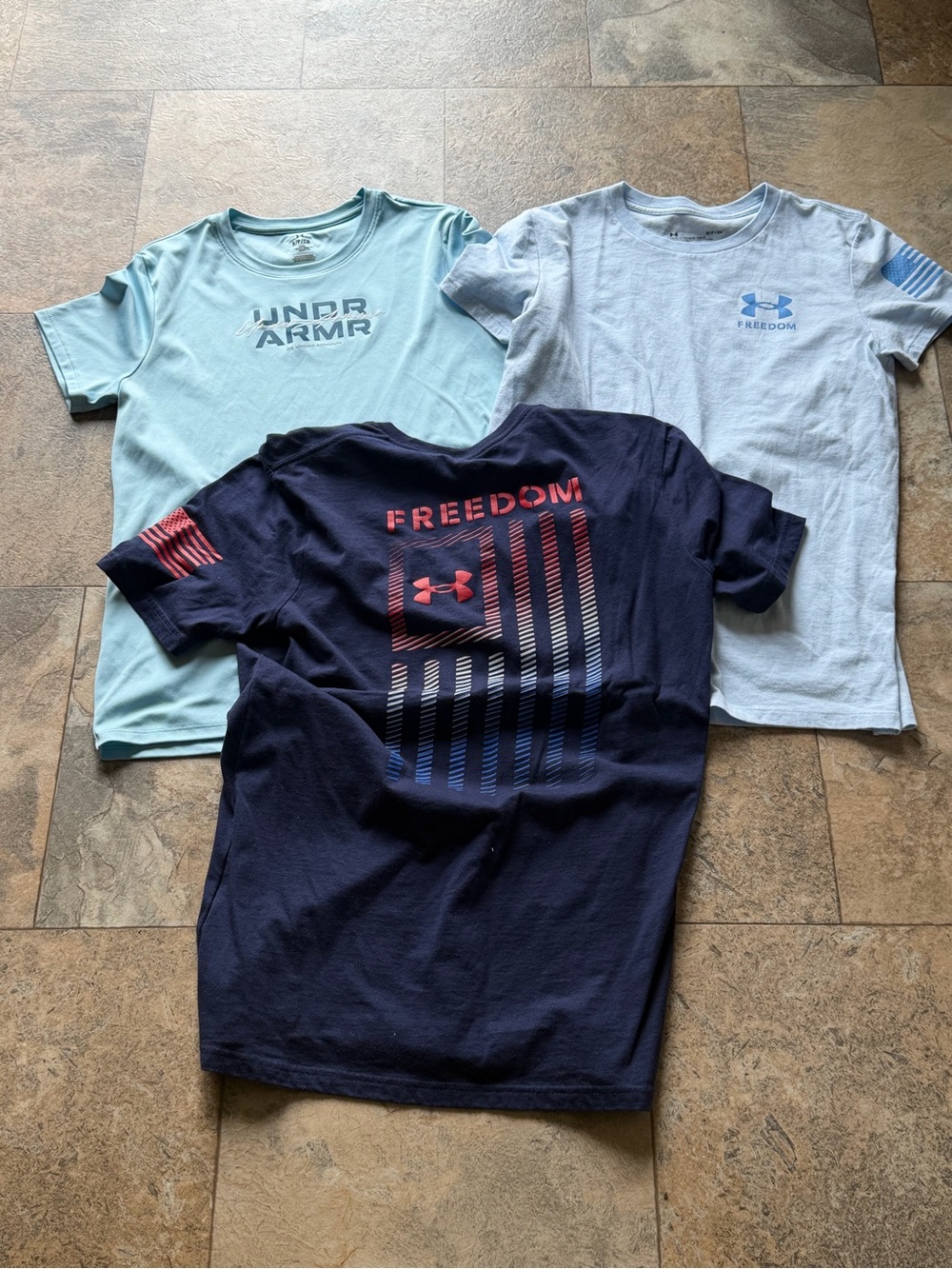 Under Armour Kids Short Sleeve Tee Trio - Navy, Light Blue, White